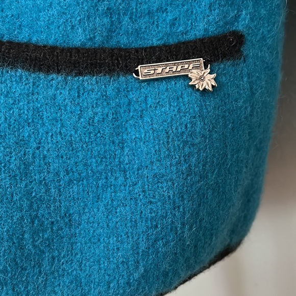 Stapf turquoise wool sweater metal buttons made in Austria, as is - Picture 5 of 16